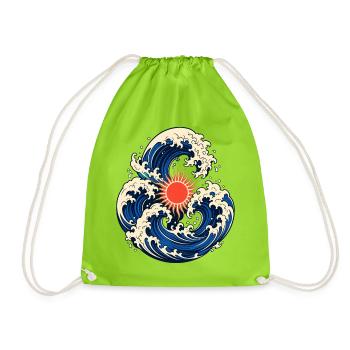 Vagues océaniques solaires - Sac de sport léger - vert néon - Devant