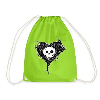 Heart Skull Punk - Drawstring Bag - neon green - Front