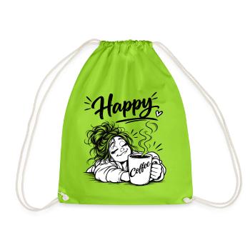 Coffee makes me happy - Drawstring Bag - neon green - Front