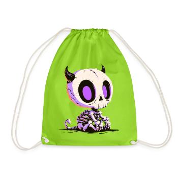 Cute Chibi Devil Skull - Turnbeutel - Neongrün - Vorne