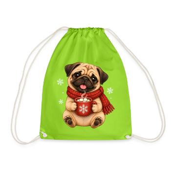 Mops Hund süßer Mops niedlicher Mops - Turnbeutel - Neongrün - Vorne