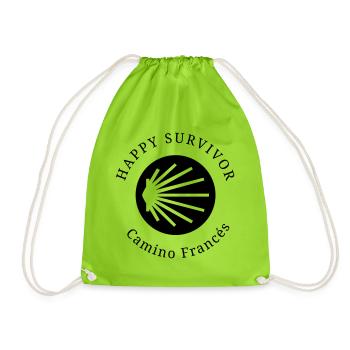 Happy Survivor Camino Francés 001 black - Drawstring Bag - neon green - Front