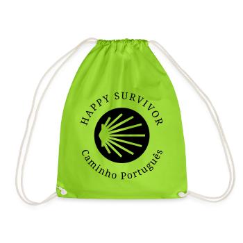 Happy Survivor Caminho Português 001 black - Drawstring Bag - neon green - Front