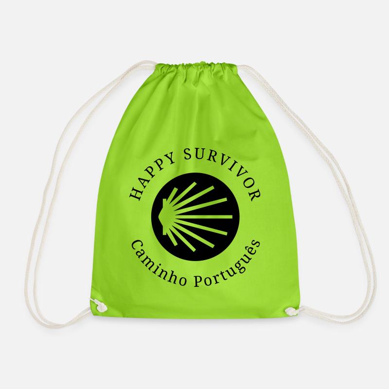Happy Survivor Caminho Português 001 black - Drawstring Bag - neon green