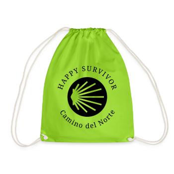 Happy Survivor Camino del Norte 001 black - Drawstring Bag - neon green - Front