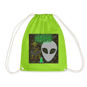 Aliens - Image - 2023 - Drawstring Bag - neon green - Front