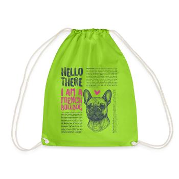 Bouledogue français – Petit, effronté, adorable - Sac de sport léger - vert néon - Devant