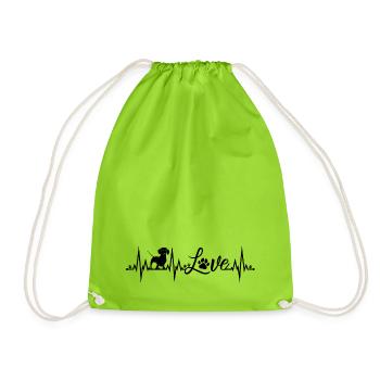 Battements de cœur de teckel - Sac de sport léger - vert néon - Devant