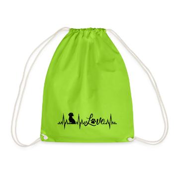 Teckel Amour Heartbeat Chiens Teckel Teckel - Sac de sport léger - vert néon - Devant