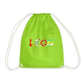 Name Leon with colorful letters - Drawstring Bag - neon green - Front