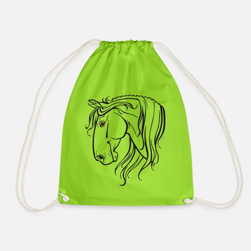 Spanisches Pferd (schwarz) - Turnbeutel - Neongrün