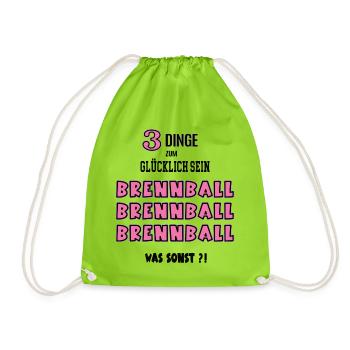Brennball Was Sonst Spiel Brennballerin Spielerin - Turnbeutel - Neongrün - Vorne