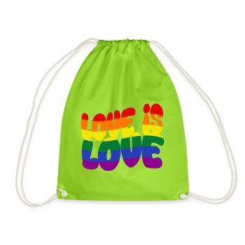 Love is Love – Stolz. Sichtbar. Selbstverständlich - Turnbeutel - Neongrün - Vorne