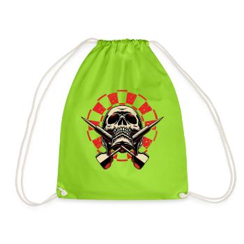 Dart Skull 1 - Dart T-Shirts RAHMENLOS - Sport - Turnbeutel - Neongrün - Vorne