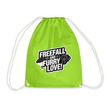 Freefall & Furry Love | Parachute Labrador Dog - Drawstring Bag - neon green - Front