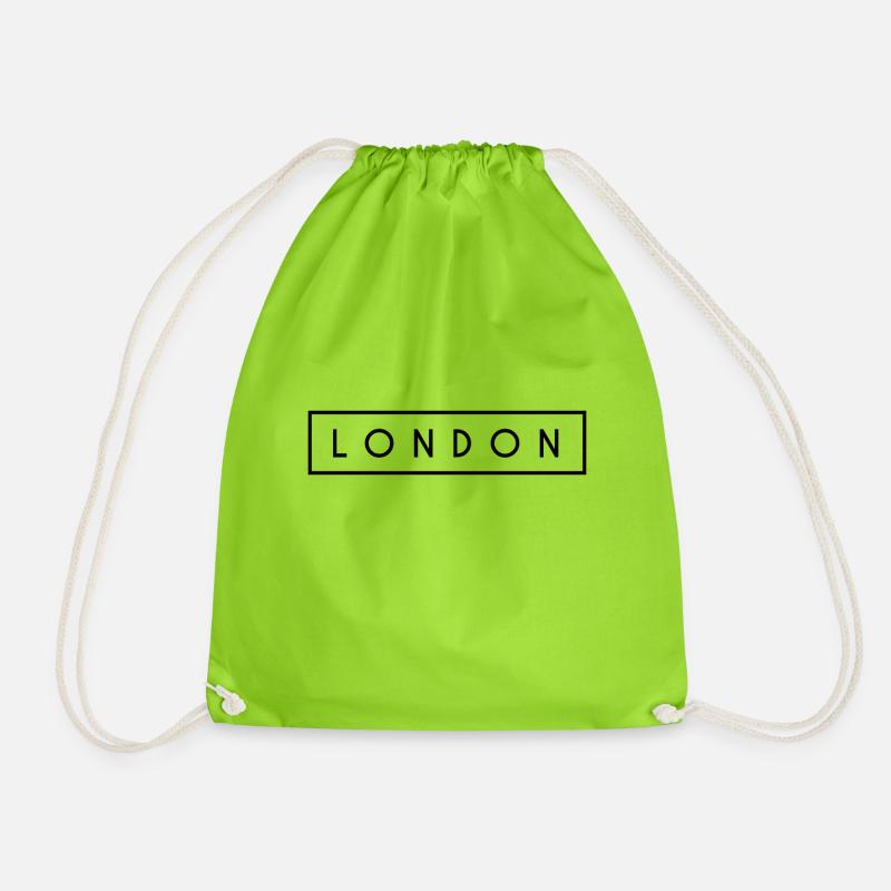 LONDON T-SHIRT modern font text gift - Drawstring Bag - neon green