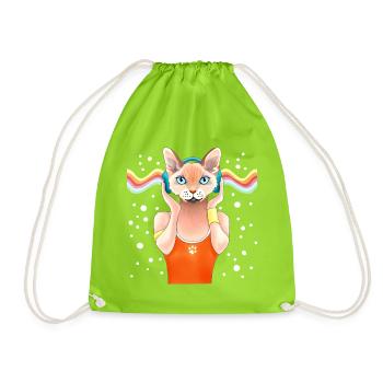 Lustiger Musik-Chat - Turnbeutel - Neongrün - Vorne