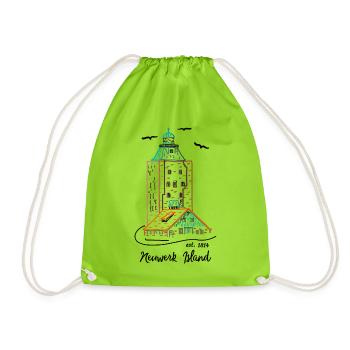 Phare sur l’île de Neuwerk, mer du Nord allemande - Sac de sport léger - vert néon - Devant