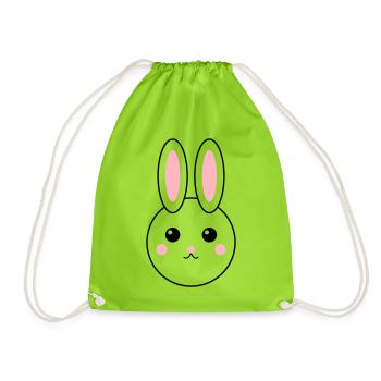 Colorful Abstract Bunny Design - Drawstring Bag - neon green - Front