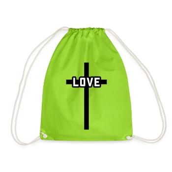 Kreuz Christlich Liebe Symbol Jesus - Turnbeutel - Neongrün - Vorne