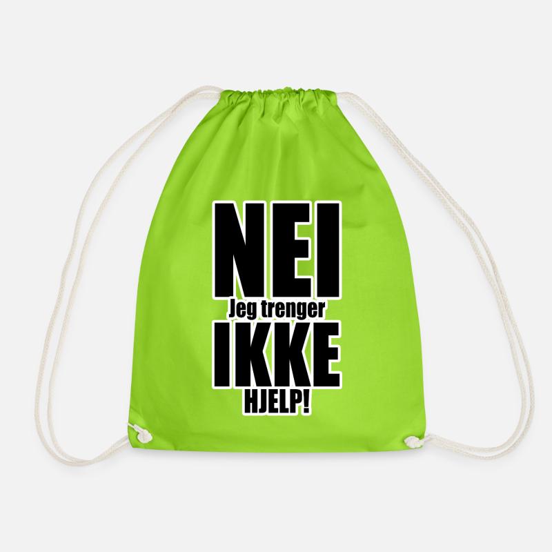 No Not Help Typography - Drawstring Bag - neon green