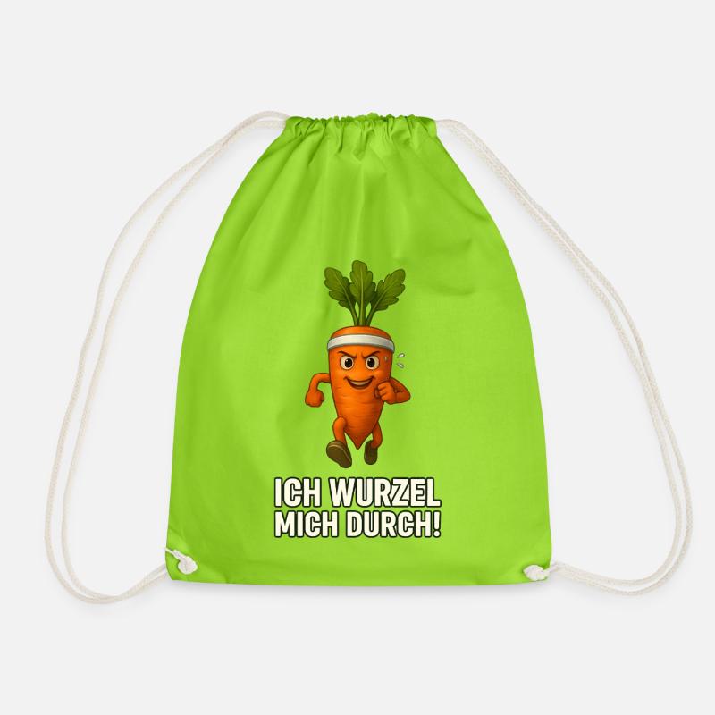 Carrot - I root myself through caricature - Drawstring Bag - neon green