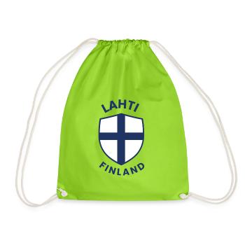 Lahti Finland Shield Emblem - Drawstring Bag - neon green - Front