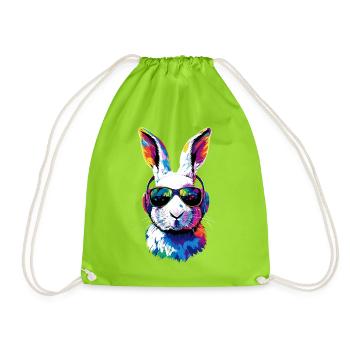 Schneehase Polarhase Albino Kaninchen Weißer Hase - Turnbeutel - Neongrün - Vorne