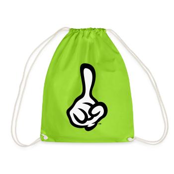 Erhobener Zeigefinger (Finger / Rechte Hand / 2C) - Turnbeutel - Neongrün - Vorne