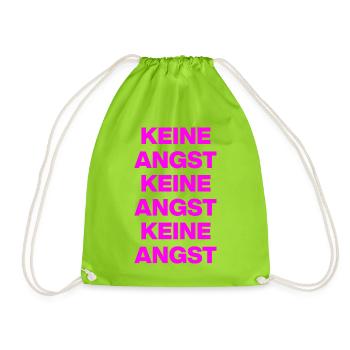 KEINE ANGST NIE WIEDER IST JETZT PINK NO NZS / AFD - Turnbeutel - Neongrün - Vorne