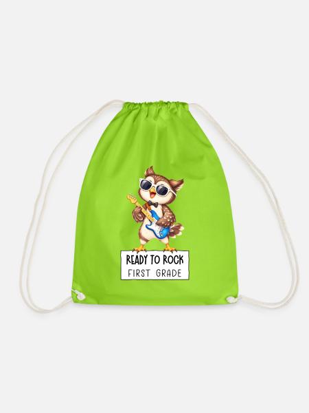 Ready to Rock First Grade Owl – Back to School - Turnbeutel - Neongrün