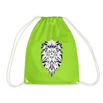 Tête de lion géométrique graphique - Sac de sport léger - vert néon - Devant