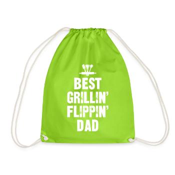Best Grillin Flippin Dad- Grill Master Tshirt - Drawstring Bag - neon green - Front