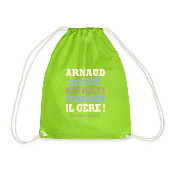 Arnaud humour retraite cadeau retraité - Sac de sport léger - vert néon - Devant