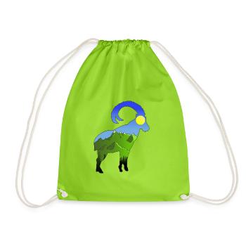 Ombre bouquetin montagnes - Sac de sport léger - vert néon - Devant