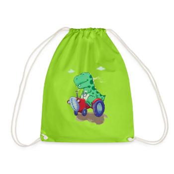 dinosaure sur son tracteur - Sac de sport léger - vert néon - Devant