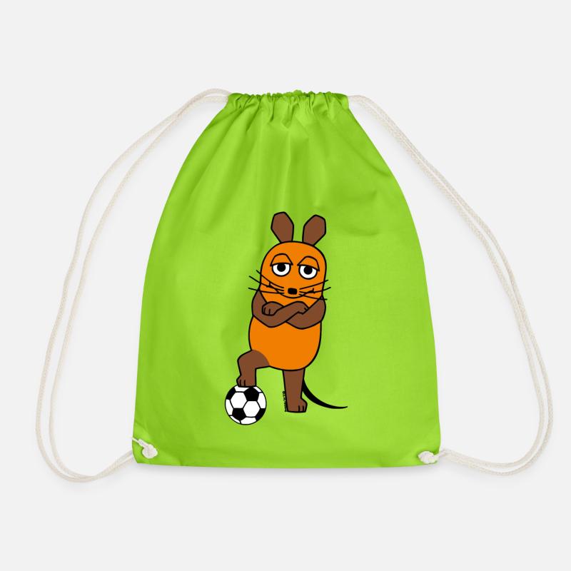 Maus mit Fußball - Turnbeutel - Neongrün