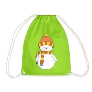 Frosty Winter Snowman - Drawstring Bag - neon green - Front