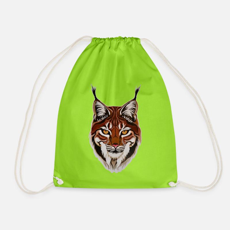Lynx - Europe's largest big cat - Drawstring Bag - neon green
