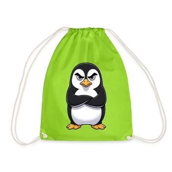 Grumpy Pinguin Cartoon sauer mürrisch genervt - Sac de sport léger - vert néon - Devant