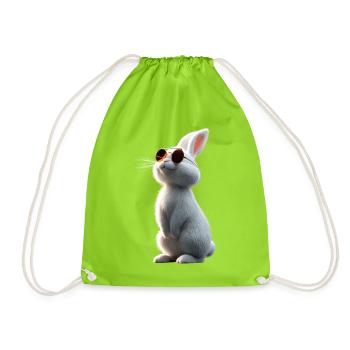 Schneehase Polarhase Albino Kaninchen Weißer Hase - Turnbeutel - Neongrün - Vorne