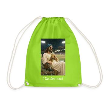 Heavenly Brew at the Ballpark - Drawstring Bag - neon green - Front