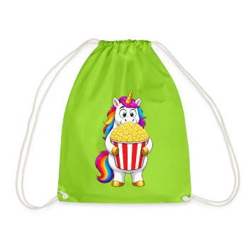 Unicorn Movie Night Popcorn - Drawstring Bag - neon green - Front