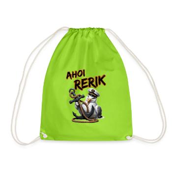 Ahoi Rerik Lustige Möwe mit Anker - Turnbeutel - Neongrün - Vorne