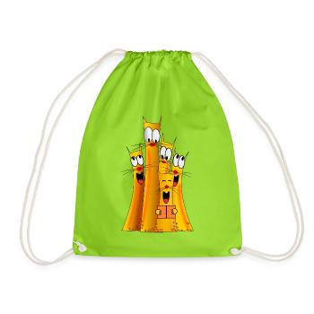 cat band - Drawstring Bag - neon green - Front