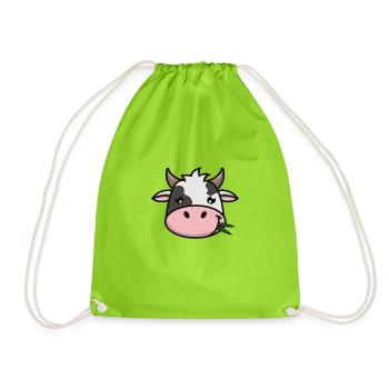 cute cow face | Head - Drawstring Bag - neon green - Front