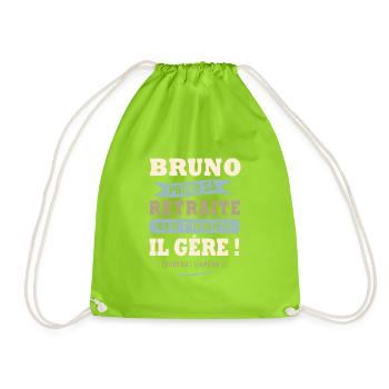 Bruno humour retraite cadeau bruno - Sac de sport léger - vert néon - Devant