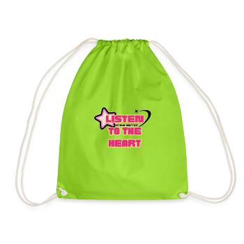 Listen to your heart and be brave - Drawstring Bag - neon green - Front