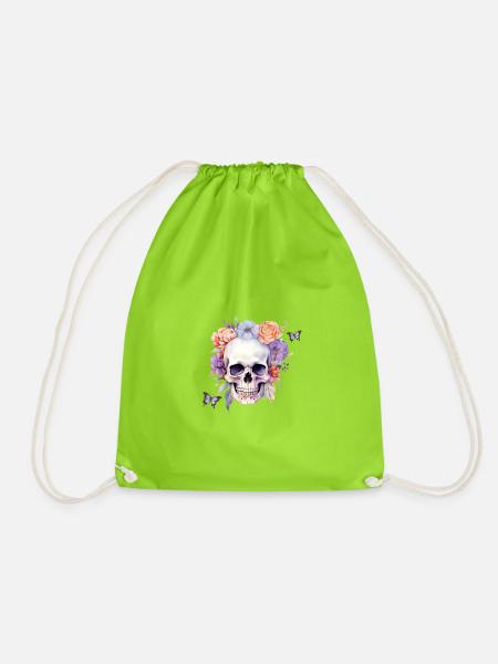 Skull Flower - Turnbeutel - Neongrün