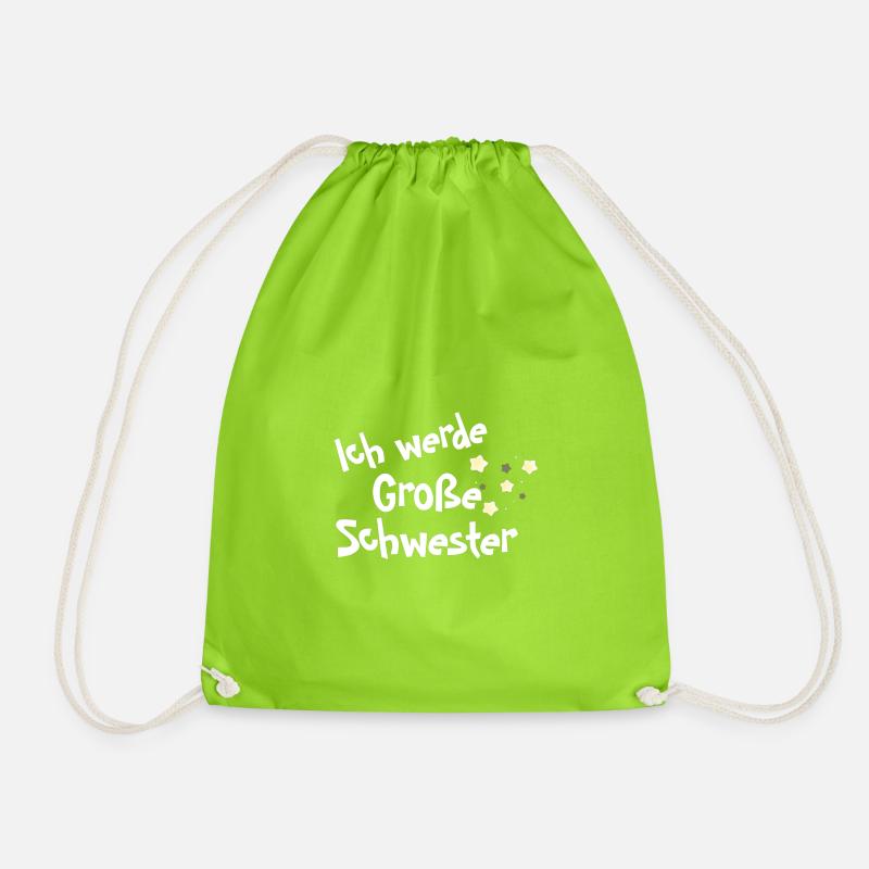 Ich werde Große Schwester Shirt - Turnbeutel - Neongrün